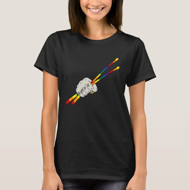 Camiseta LGBT Drumsticks Gay Love Drums Drumset Drumming Dr (Frente)