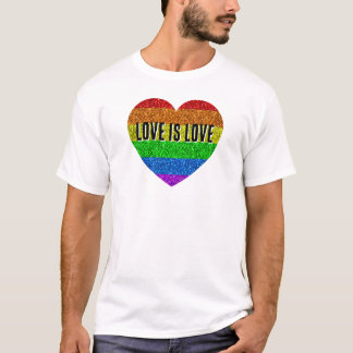 Camiseta LGBT flag sparkles heart love is love Custom text