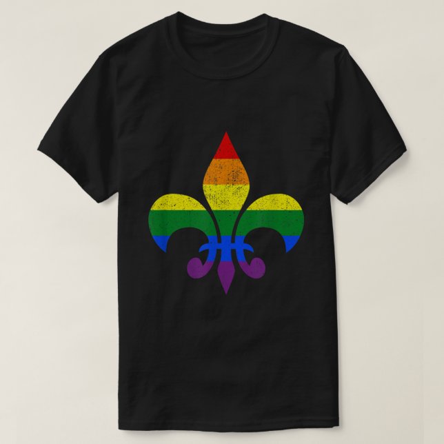 Camiseta LGBT Fleur De Lis Orgulho gay Mês Arco-Íris M (Frente do Design)