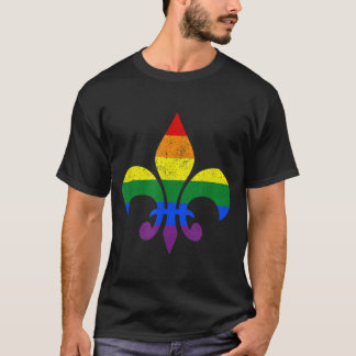 Camiseta LGBT Fleur De Lis Orgulho gay Mês Arco-Íris M