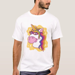 Camiseta LGBT Gay Lésbica Orgulho Rainbow Unicorn Sunglas