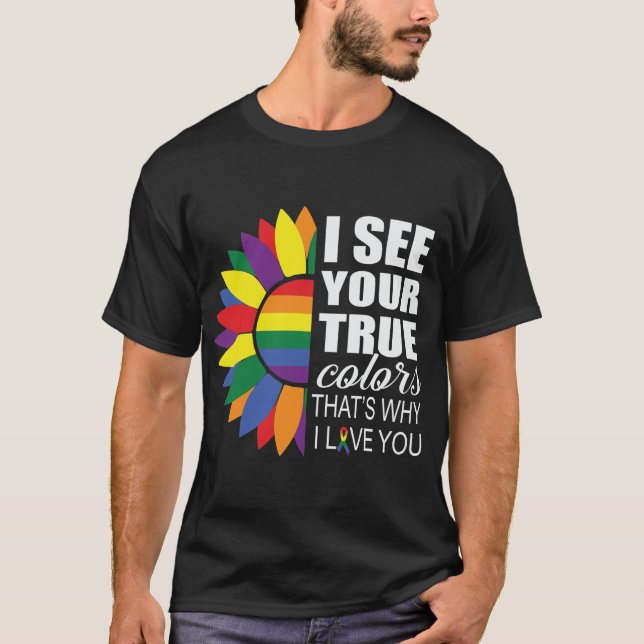 Camiseta LGBT Gay LGBT Lésbica Moderna Arco-Íris Girassol (Frente)