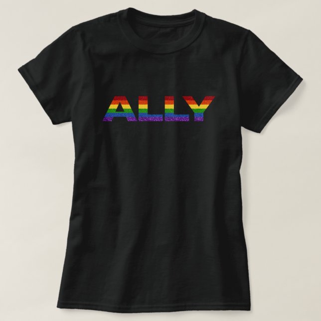 Camiseta LGBT Glitter Ally (Frente do Design)