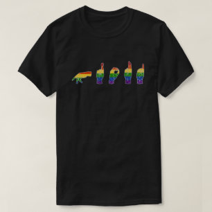 Camiseta LGBT Glitter Arco-Íris ASL Orgulhoso