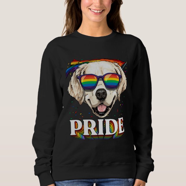 Camiseta LGBT Golden Retriever Gay Pride Rainbow Flag Sungl (Frente)