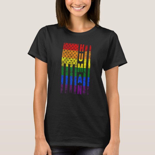 Camiseta Lgbt Humano Arco-Íris Orgulho gay Mês L (Frente)