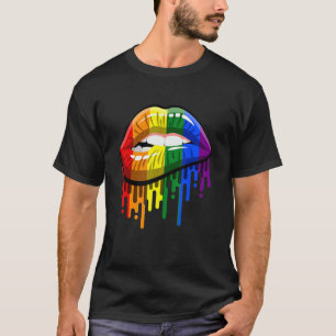 Camiseta Lgbt Lábios Arco-Íris Orgulho Gay de Lésbica Homos
