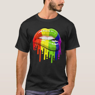 Camiseta LGBT Lábios Arco-Íris Orgulho Gay de Lésbica Homos