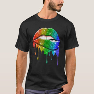 Camiseta Lgbt Lábios Arco-Íris Orgulho Gay Lésbica Homossex