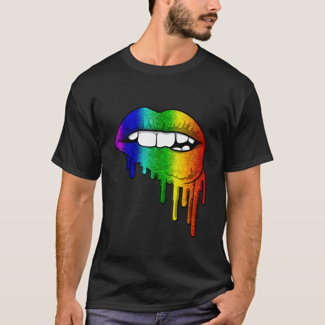 Camiseta Lgbt Lábios Arco-Íris Orgulho Gay Lésbica Homossex (Frente)