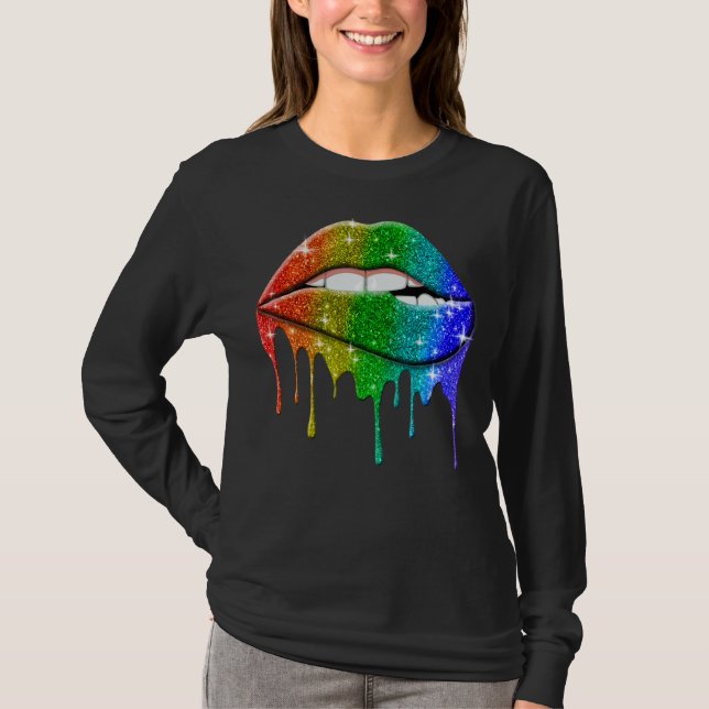 Camiseta Lgbt Lábios Arco-Íris Orgulho Gay Lésbica Homossex (Frente)