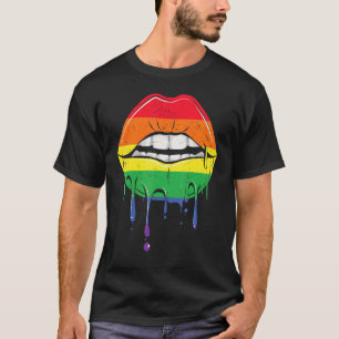 Camiseta Lgbt Lábios Arco-Íris Orgulho Gay Lésbica Homossex