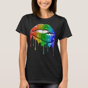 Camiseta Lgbt Lábios Arco-Íris Orgulho Gay Lésbica Homossex