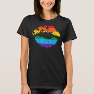 Camiseta Lgbt Lábios Arco-Íris Orgulho Gay Lésbica Homossex