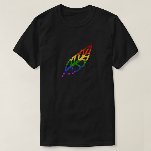 Camiseta LGBT (LGBT) Rainbow Feather (Frente do Design)