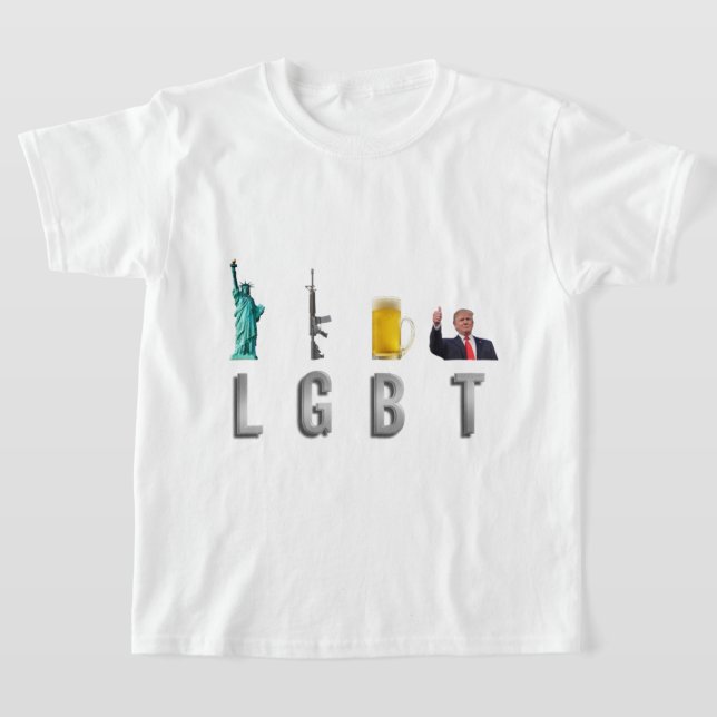 Camiseta LGBT - Liberty Guns Beer Trump 6 (Postura )