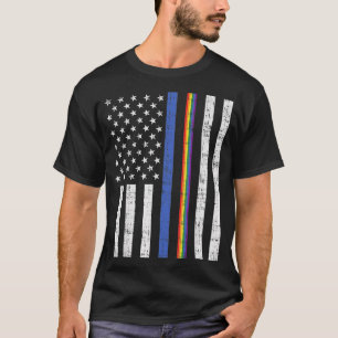 Camiseta LGBT Linha Azul fina Arco-Íris Gay Poli