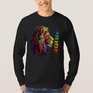 Camiseta Lgbt Lion Pride Gay de Sinalizador de Cor Arco-Íri