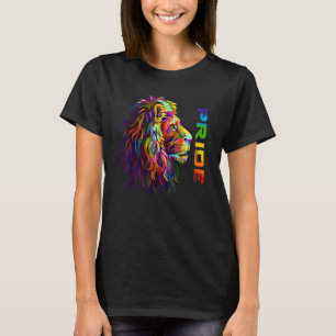Camiseta Lgbt Lion Pride Gay de Sinalizador de Cor Arco-Íri