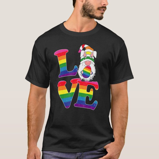 Camiseta Lgbt Love Gnomt Day Casal Lésbica Gay Outdoor (Frente)