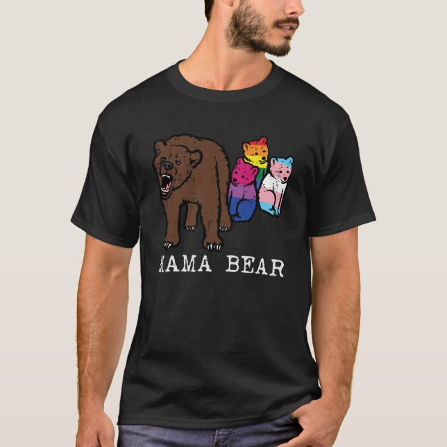 Camiseta Lgbt Mama Bear Trans Gay Bi Cubs Orgulho Transgêne (Frente)