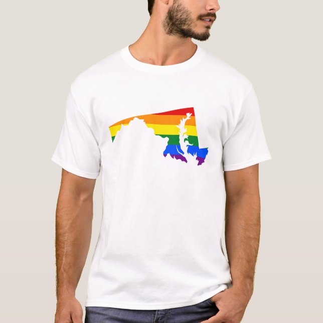 Camiseta LGBT Maryland, mapa de bandeira estadual norte-ame (Frente)