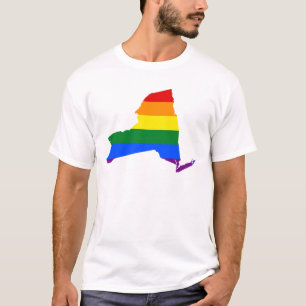 Camiseta LGBT Nova Iorque, mapa de bandeira do Estado dos E