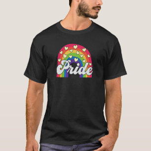 Camiseta LGBT Orgulho Arco-Íris Vintage Retrorando Corações