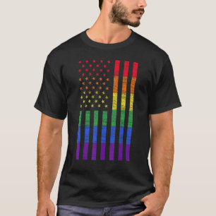Camiseta LGBT Orgulho de Bandeira Americano Arco-Gay Lésbic