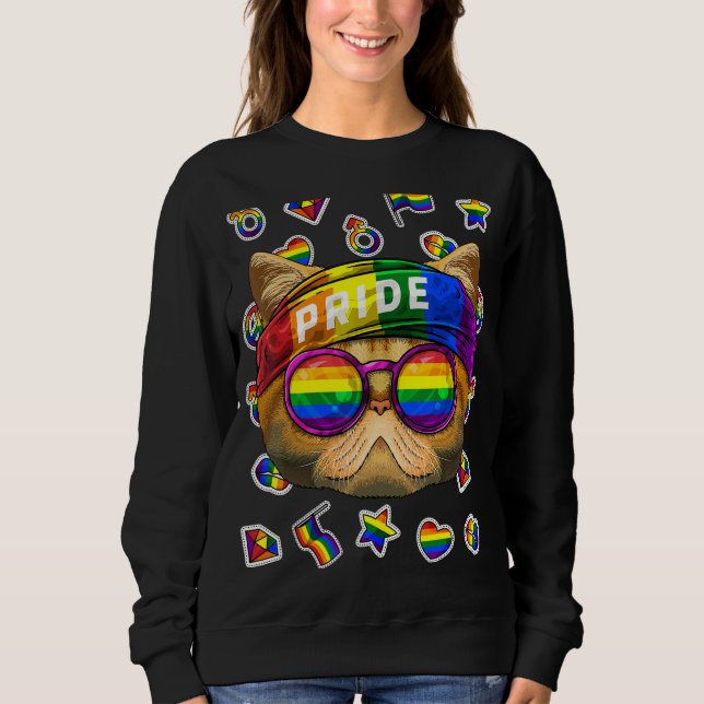 Camiseta Lgbt Orgulho gay Exótico de Ar Curto Mês Gato Arco (Frente)