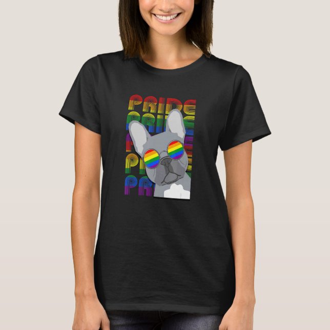 Camiseta Lgbt Orgulho gay Francês Buldogue Arco Arco Arco-A (Frente)