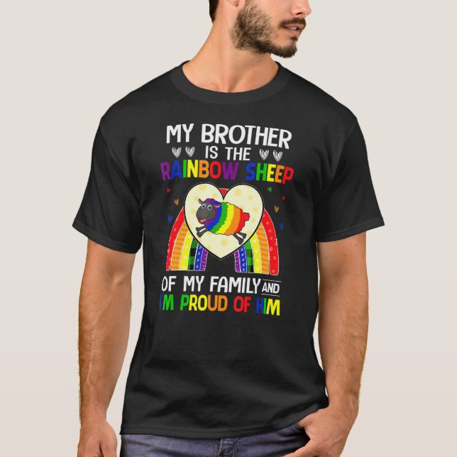Camiseta Lgbt Orgulho gay Meu Irmão É Ovelha Arco-Íris De F (Frente)