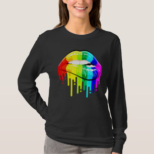 Camiseta LGBT Orgulho LGBT Lábios Arco-Íris Gay Homossexual