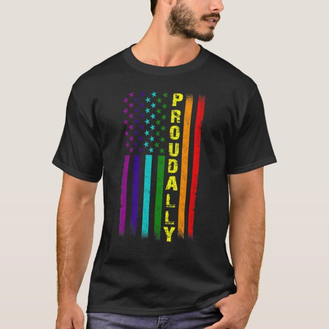 Camiseta Lgbt Orud Ally Lgbtq Bandeiras Americanas Orgulhos (Frente)