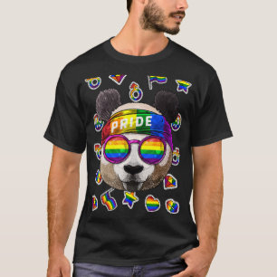 Camiseta Lgbt Panda Orgulho gay Mês Animal Rainbow Lésbica