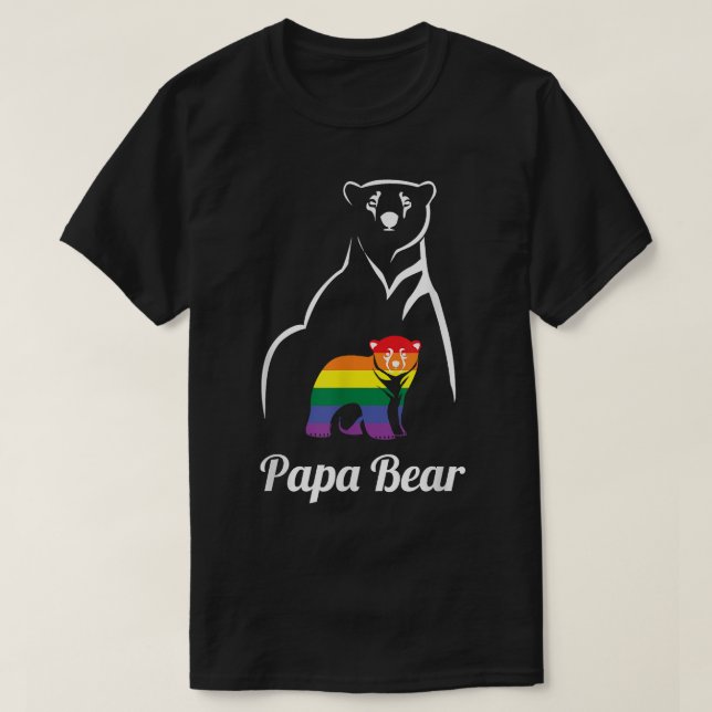 Camiseta LGBT Papa Urso Orgulho gay Igual Direitos Arco-Íri (Frente do Design)