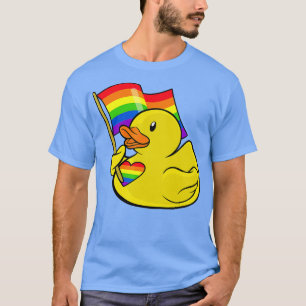 Camiseta LGBT Pato de Borracha LGBT Orgulho de Sinalizador