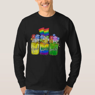 Camiseta Lgbt Paz Igualdade Amor Rainbow Floral Lgbt Sinali