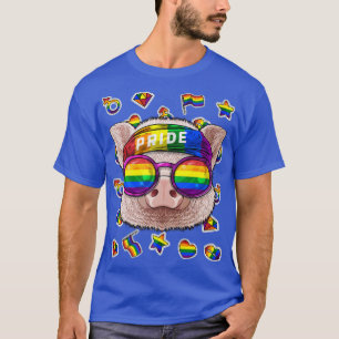 Camiseta Lgbt Pig Orgulho gay Mês Fazenda Animal Rainbow Le