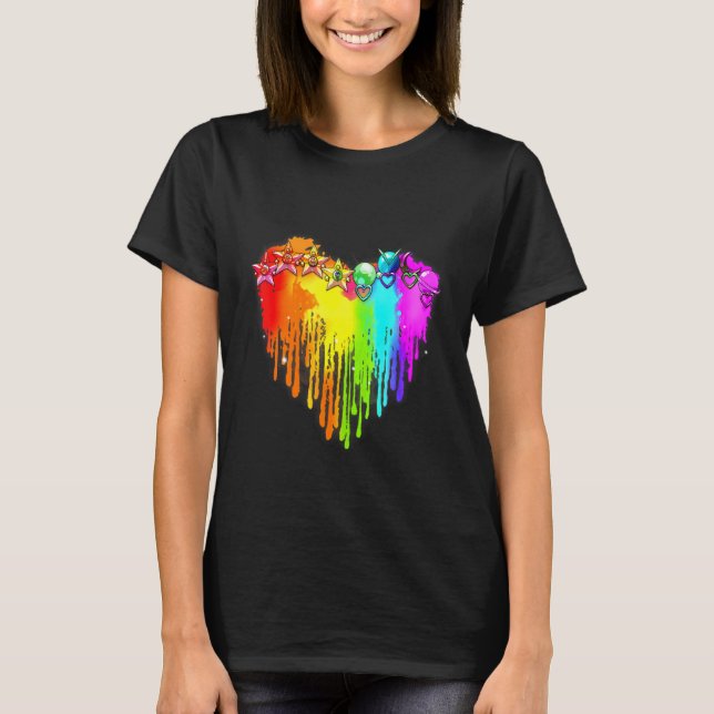 Camiseta Lgbt Planet Star Lgbt Pride Heart Gay Les Bisexual (Frente)