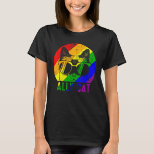 Camiseta Lgbt Pride Ally Cat Rainbow Flag Gay Suportes Lésb