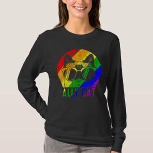 Camiseta Lgbt Pride Ally Cat Rainbow Flag Gay Suportes Lésb