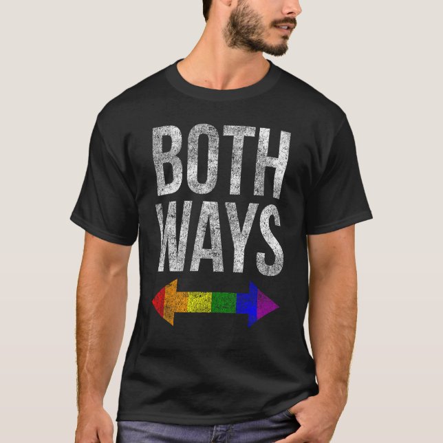 Camiseta LGBT Pride Both Ways Bisexual Rainbow Arrow Human  (Frente)