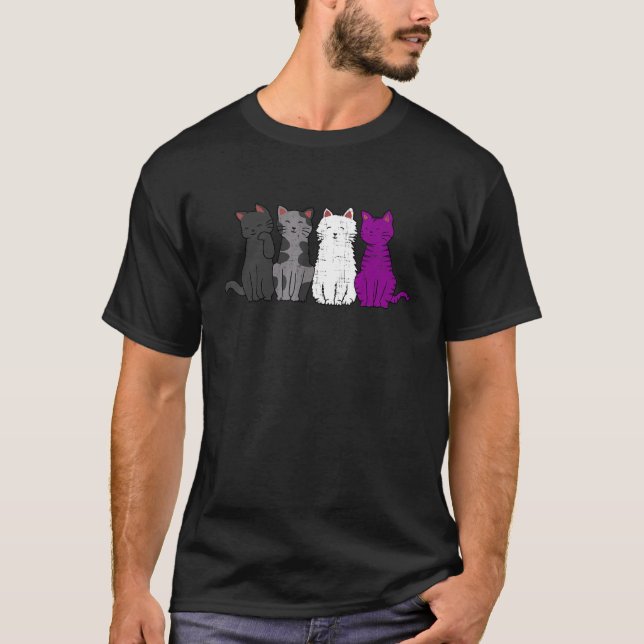 Camiseta Lgbt Pride Cat Animal Ace Flag Asexuality Demisexu (Frente)