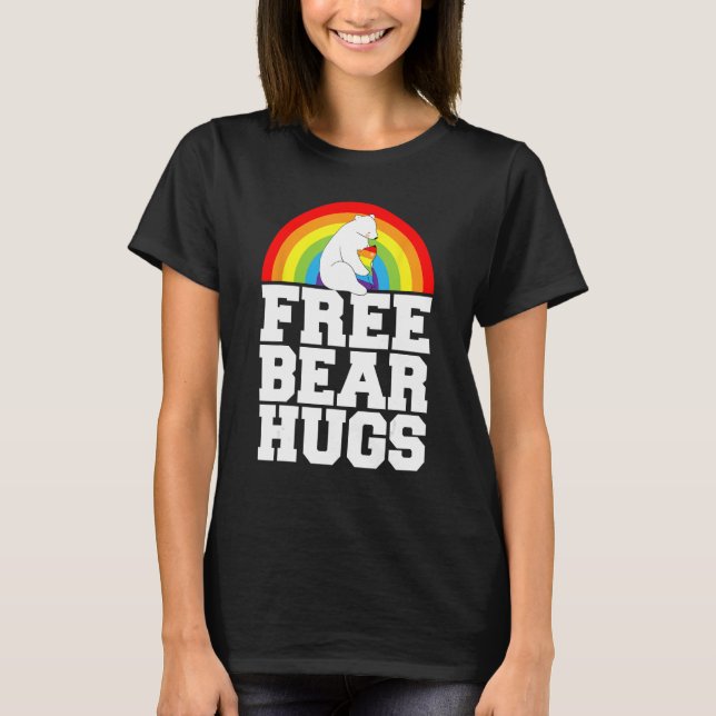 Camiseta LGBT Pride Free Bear Hugs Rainbow Support Human Ri (Frente)