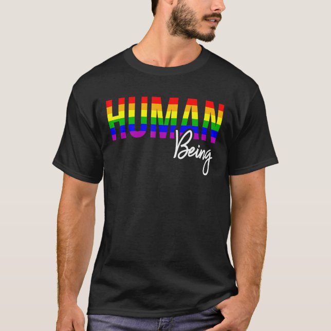 Camiseta Lgbt Pride Human Being Gay Lésbica Suporte ao Arco (Frente)
