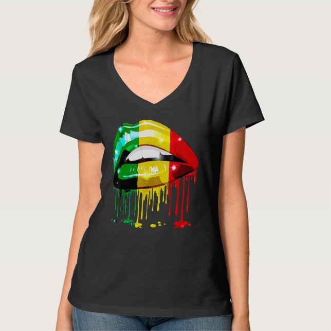 Camiseta Lgbt Pride Mês Arco-Íris Lábios Bisexual Le (Frente)