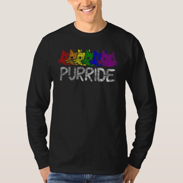Camiseta LGBT Pride Purride Rainbow Cat LGBTQ Support Kitte (Frente)