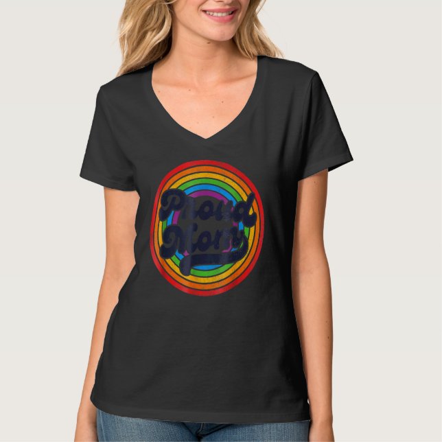 Camiseta Lgbt Proud Mom, Gay Pride Lgbt Ally Rainbow, Mothe (Frente)