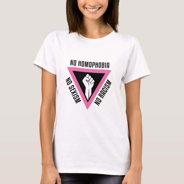 Camiseta LGBT - Punho aumentado na versão cor-de-rosa do (Frente)